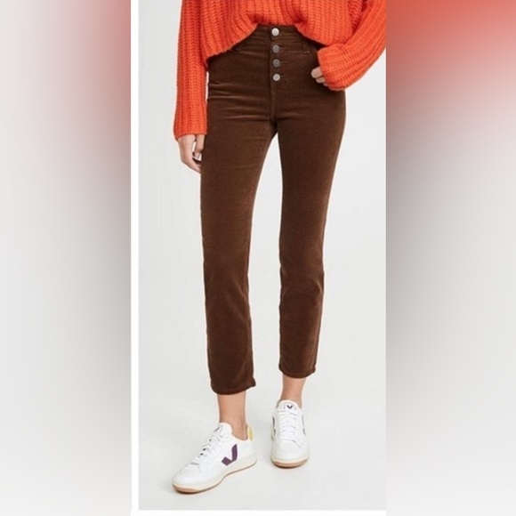 Ag Adriano Goldschmied Pants - Isabelle corduroy high-rise button-upstraight leg crop pant